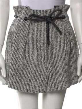 Phillip Lim Women’s Gray Tweed Paperbag Waist Shorts with Tie
